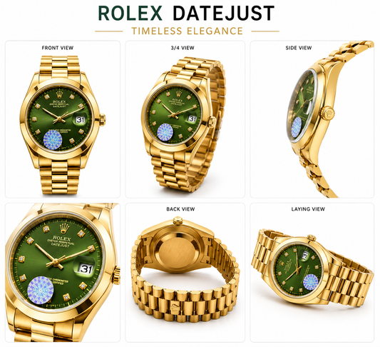 Luxury Gold-Tone Green Dial Men's Watch – Classic Premium Design