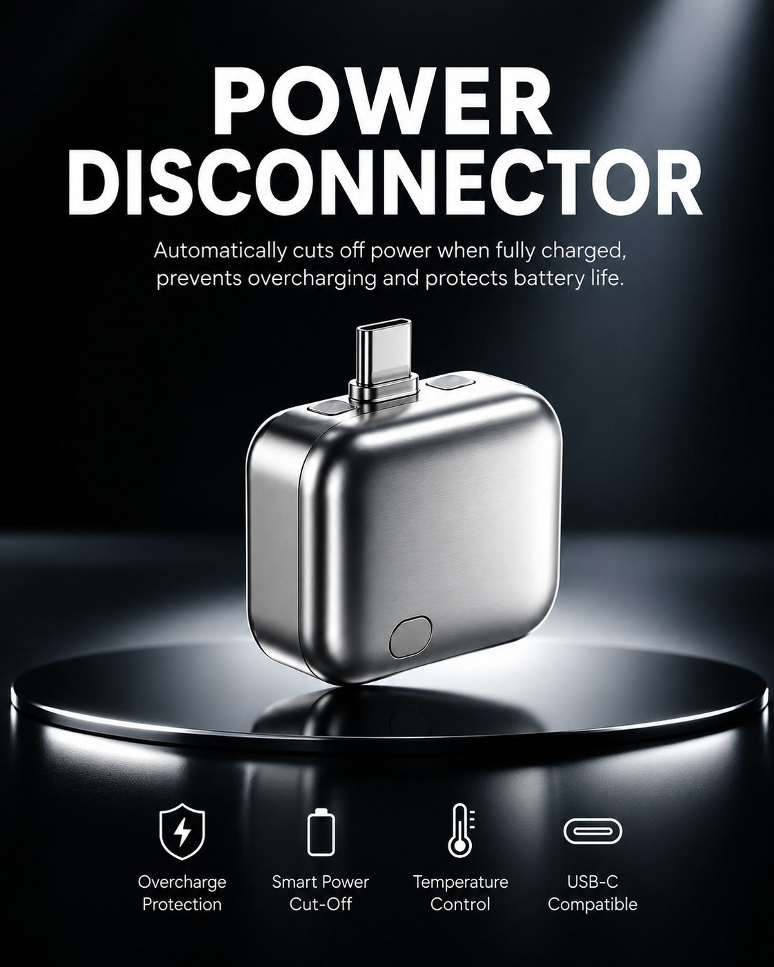 Smart Auto Disconnect USB-C Charging Adapter – Intelligent Battery Protection Device