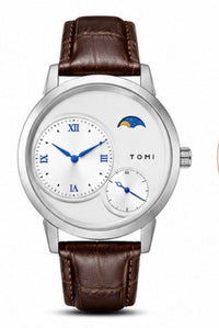 TOMI Lunar Dual Dial Moonphase Watch – Rose Gold & Black Leather