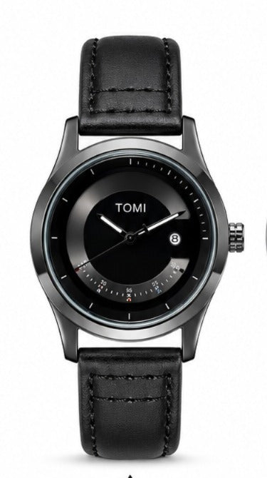 TOMI Heritage Rose Gold Minimalist Dress Watch – Silver Sunburst Dial | Genuine Brown Leather Strap