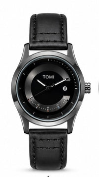 TOMI Heritage Rose Gold Minimalist Dress Watch – Silver Sunburst Dial | Genuine Brown Leather Strap