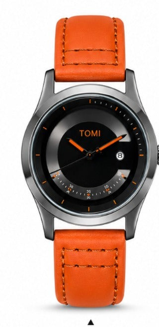 TOMI Heritage Rose Gold Minimalist Dress Watch – Silver Sunburst Dial | Genuine Brown Leather Strap