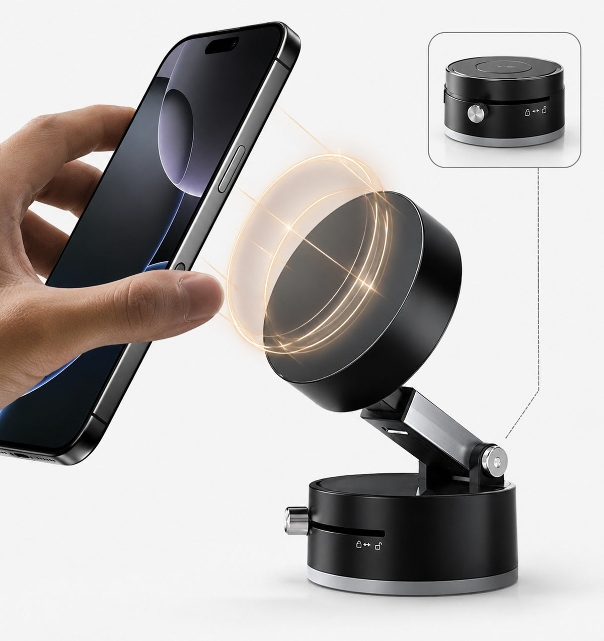 360° Foldable Magnetic Wireless Charging Stand – Adjustable Aluminum Desktop Phone Charger