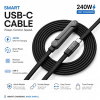 240W Smart USB-C Fast Charging Cable with Power Control & Premium Braided Design