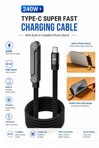 240W Smart USB-C Fast Charging Cable with Power Control & Premium Braided Design