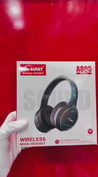 A-MART A805 Wireless Bluetooth 6.0 Over-Ear Headphones | Active Noise Cancellation | HD Microphone | Deep Bass | Foldable | Up to 10 Hours Battery